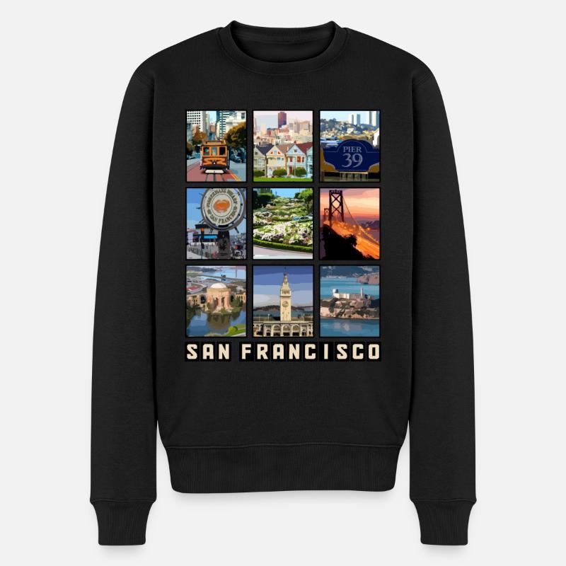 San Francisco Kalifornien Souvenir - Männer Premium Bio Pullover - Schwarz
