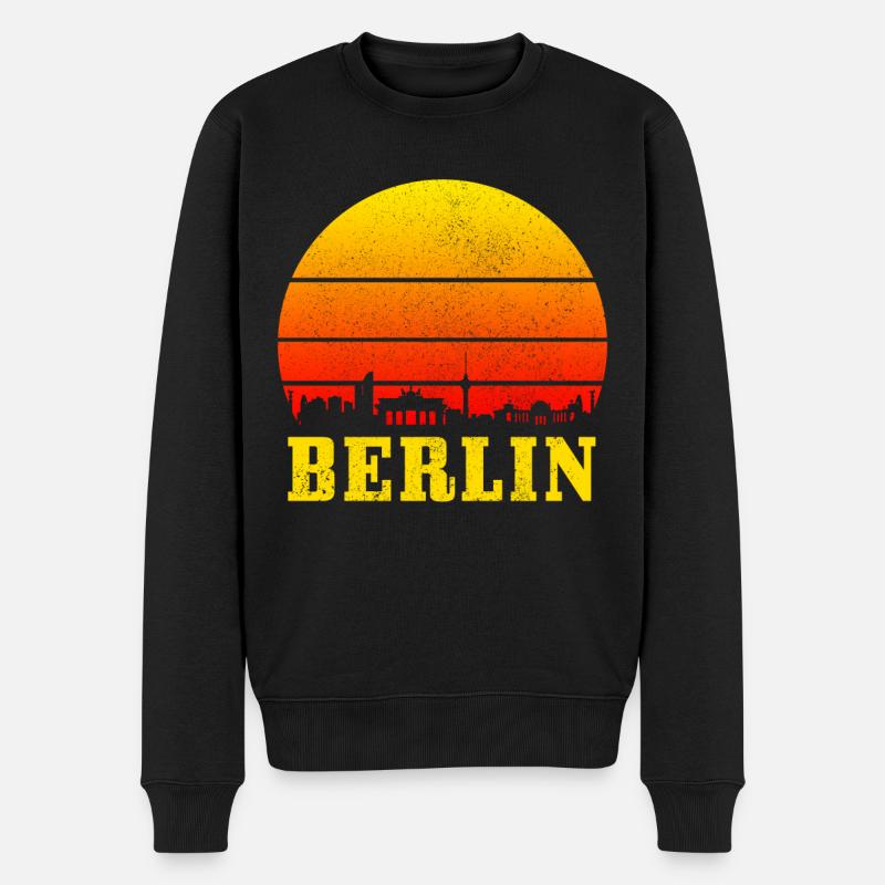 Berlin Skyline Deutschland - Männer Premium Bio Pullover - Schwarz