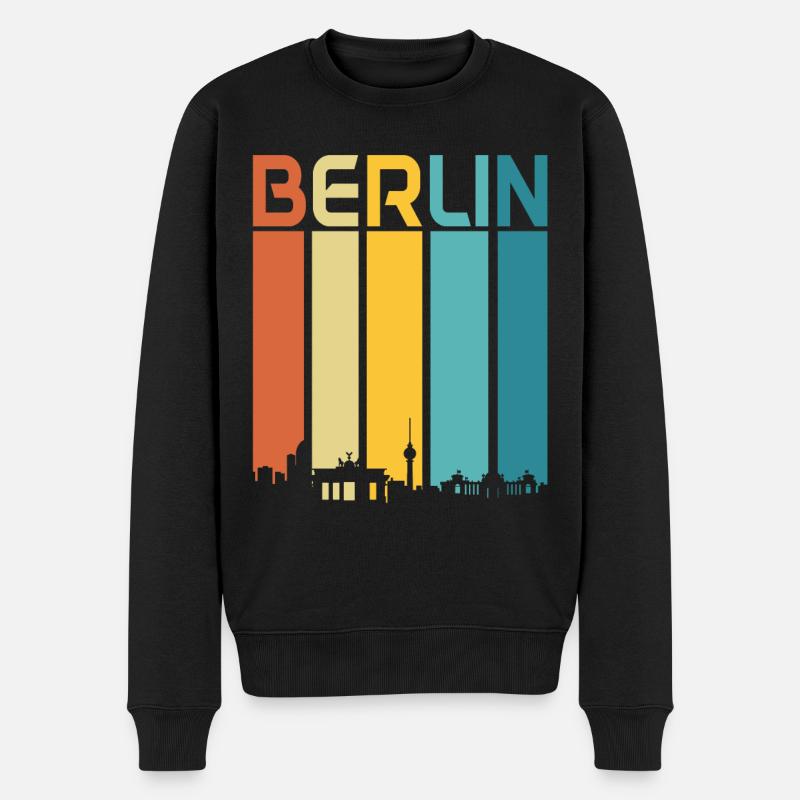 Berlin Skyline Deutschland - Männer Premium Bio Pullover - Schwarz