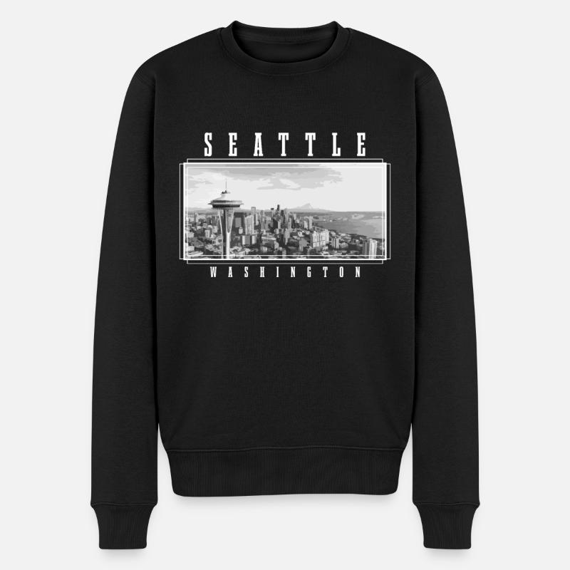 Seattle Washington Souvenir Gift - Men's Premium Organic Jumper - black