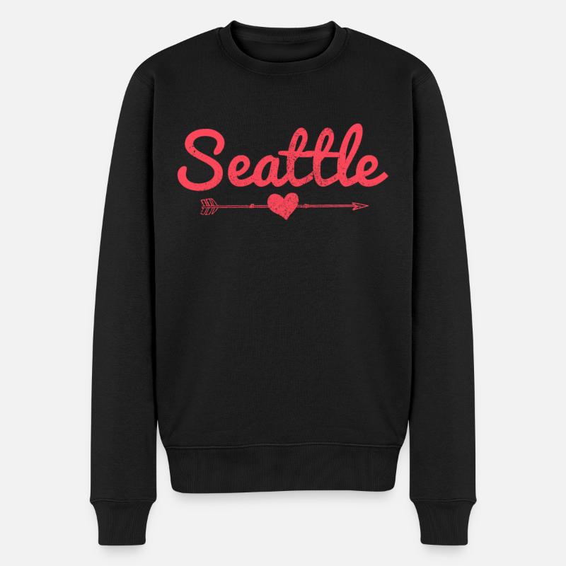 Seattle Washington Souvenir Geschenk - Männer Premium Bio Pullover - Schwarz