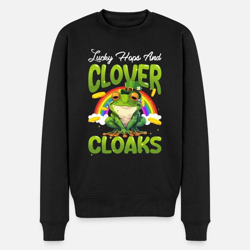 St. Patrick's Day Frosch - Männer Premium Bio Pullover - Schwarz
