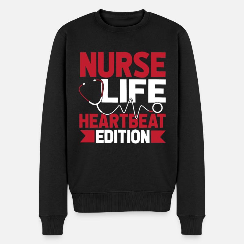 Krankenschwester Ekg - Männer Premium Bio Pullover - Schwarz