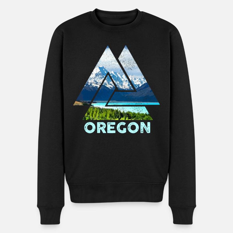 Oregon - Männer Premium Bio Pullover - Schwarz