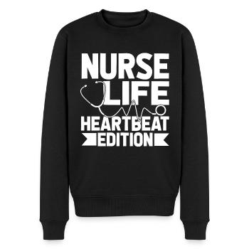Nurse ECG - Men's Premium Organic Jumper - black - Front - Nico (187cm)