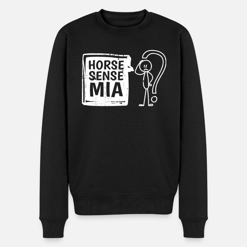Pferd Reitsport - Männer Premium Bio Pullover - Schwarz