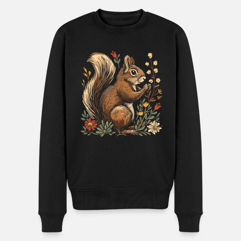 Eichhörnchen Cottagecore - Männer Premium Bio Pullover - Schwarz