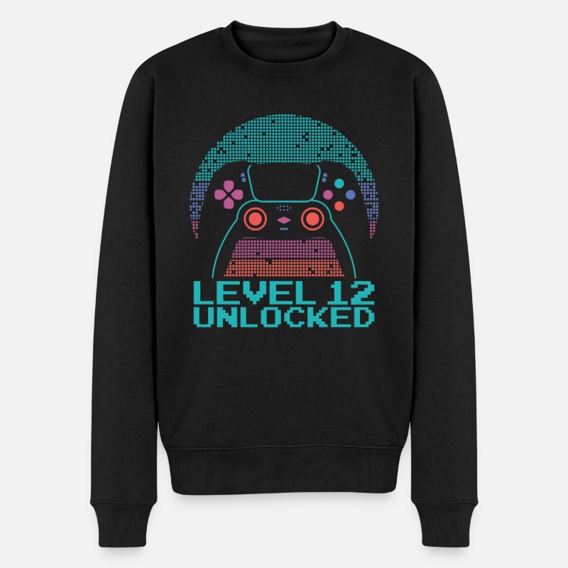 Gamer Gaming Niveau 12 Débloqué - Pull Premium bio Homme - noir