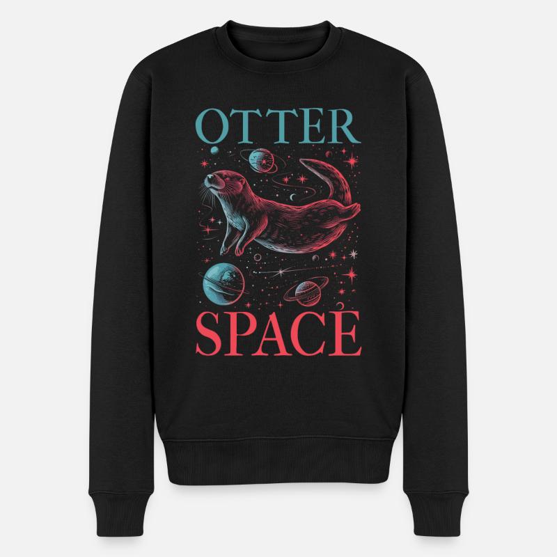 Loutre Espace Drôle Loutre Astronaute - Pull Premium bio Homme - noir