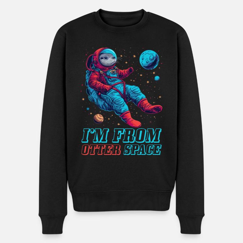 Loutre Espace Drôle Loutre Astronaute - Pull Premium bio Homme - noir