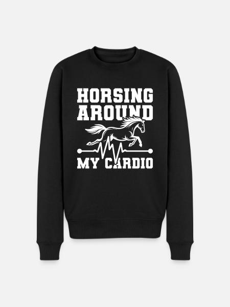 Horse Equestrian Ekg - Men's Premium Organic Jumper - black
