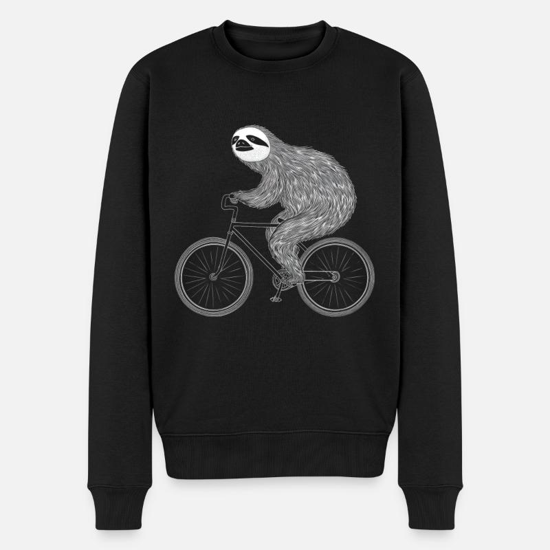 Faultier Fahrrad Lustig Geschenk - Männer Premium Bio Pullover - Schwarz