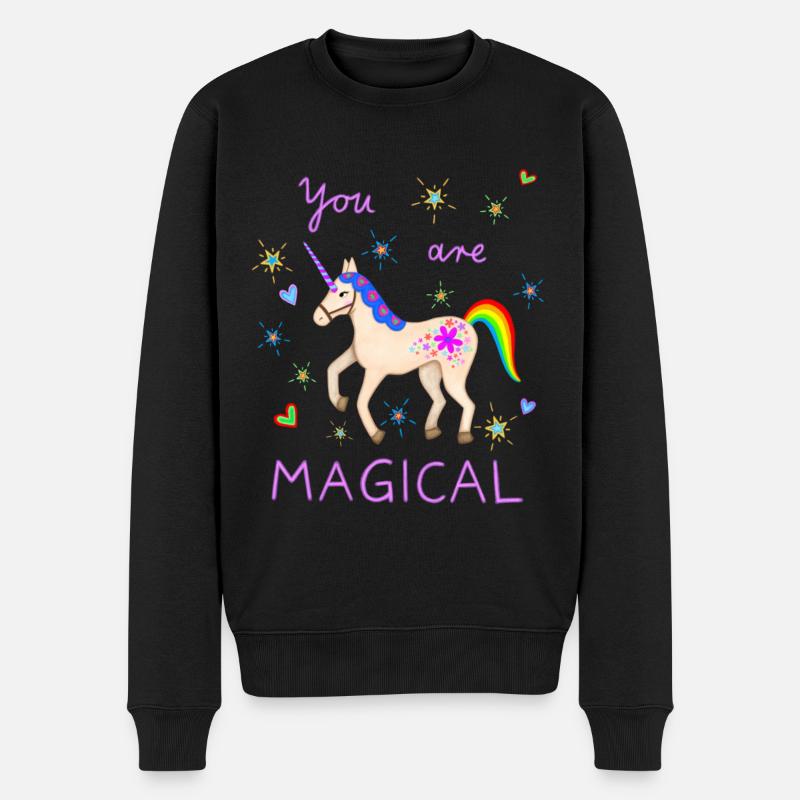 Süßes Einhorn magisch Einhörner Regenbogen Mädchen - Männer Premium Bio Pullover - Schwarz