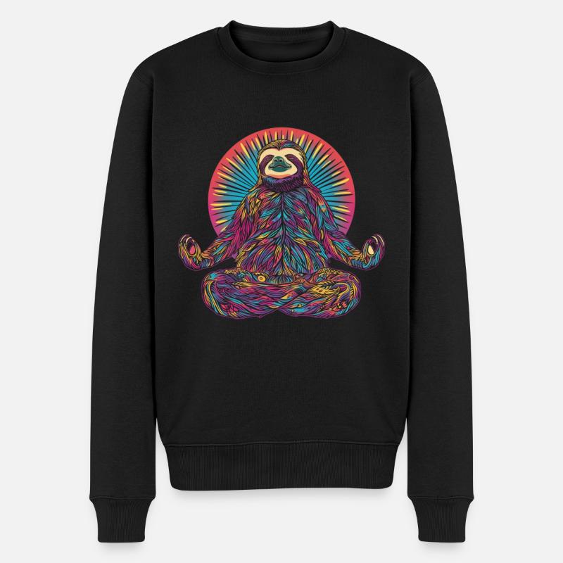 Faultier Buddha Yoga Lustig Geschenk - Männer Premium Bio Pullover - Schwarz