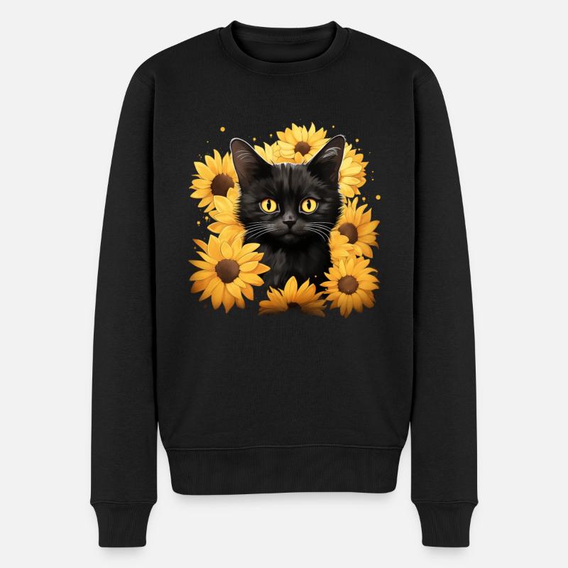 Chat tournesols drôle cadeau - Pull Premium bio Homme - noir