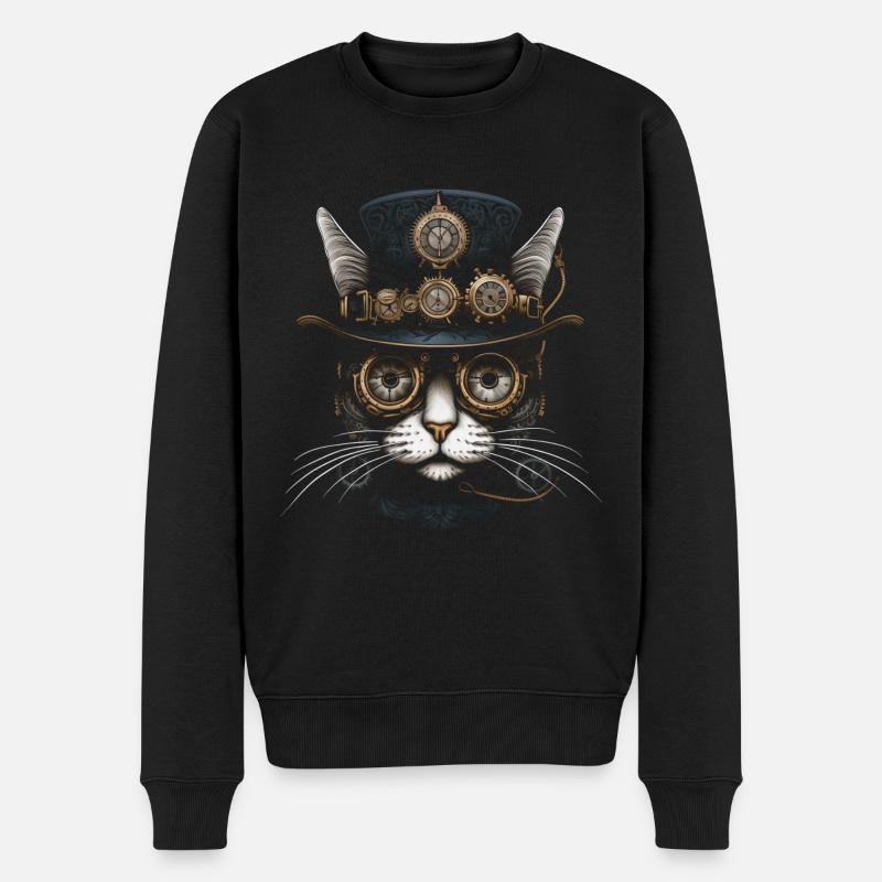 Chat Steampunk drôle cadeau - Pull Premium bio Homme - noir