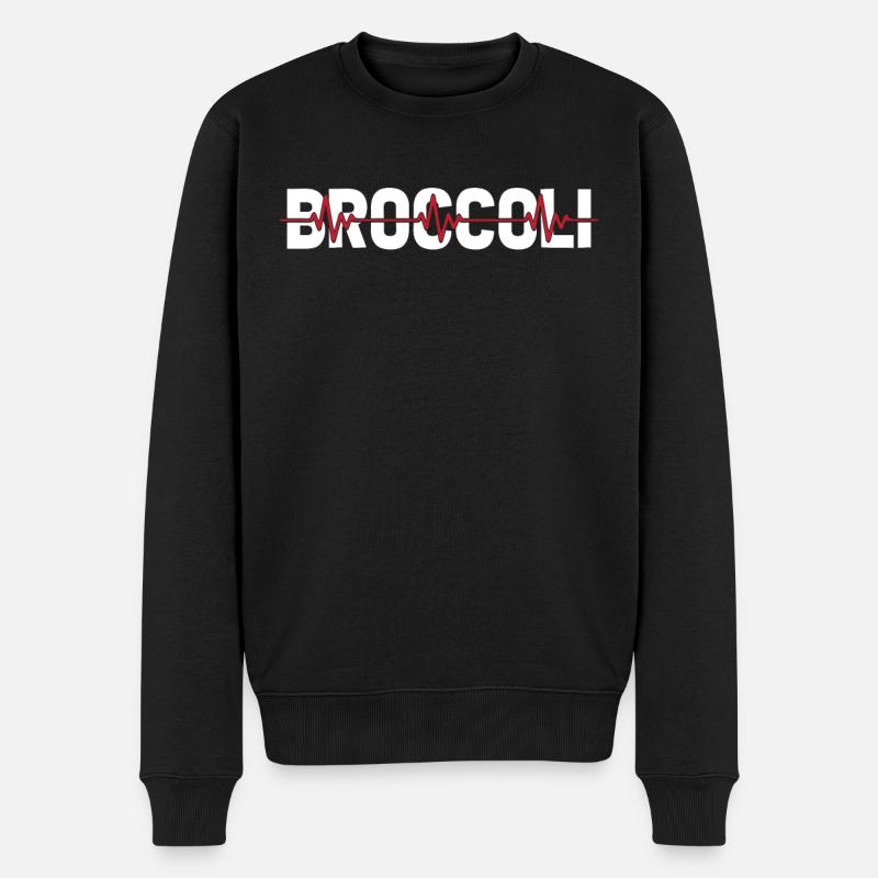 Brokkoli Ekg Heartbeat - Männer Premium Bio Pullover - Schwarz