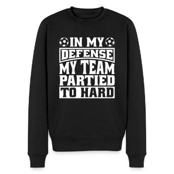 Fußballtrainer Witzig In My Defense - Männer Premium Bio Pullover - Schwarz - Vorne - Nico (187cm)