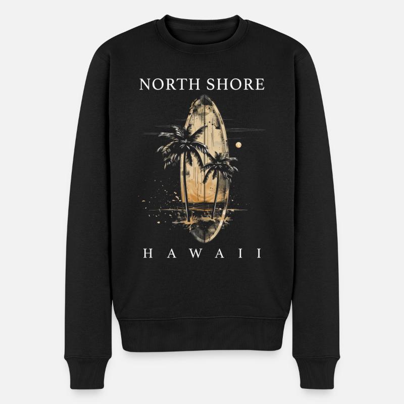 Surfer Hawaii Vintage Surf Cadeau - Pull Premium bio Homme - noir