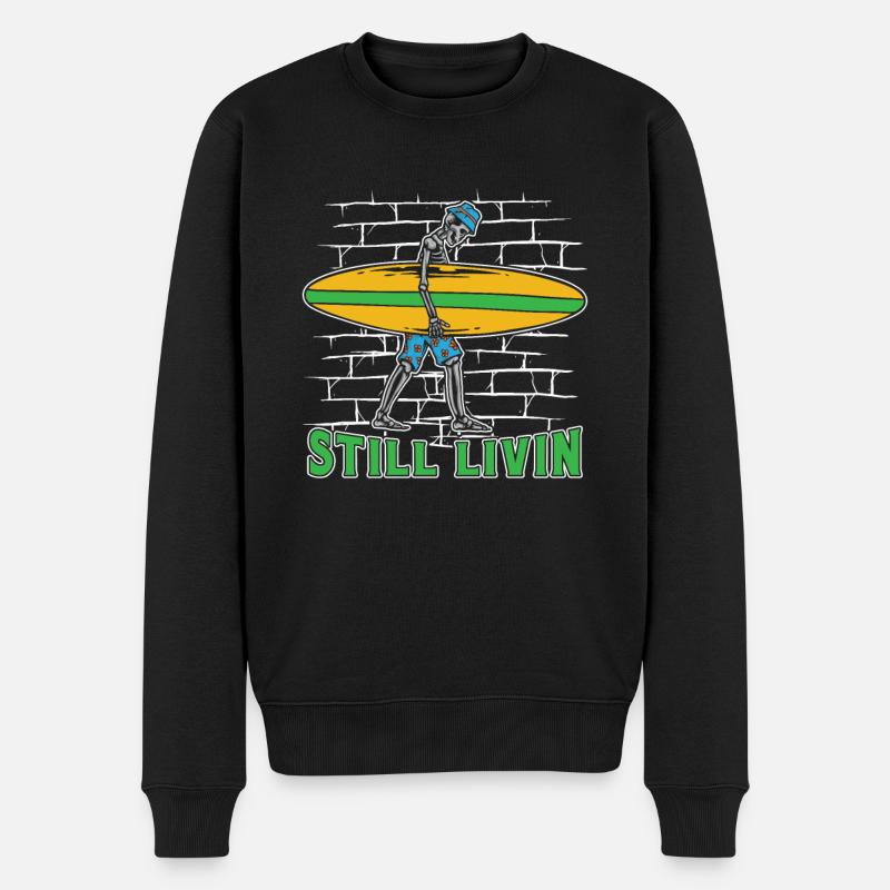 Surfer Surfen - Männer Premium Bio Pullover - Schwarz