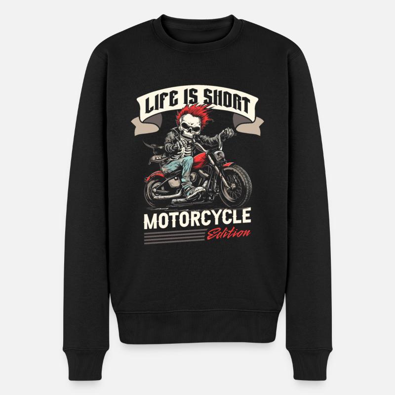 Motorrad Biker Motorbike - Männer Premium Bio Pullover - Schwarz
