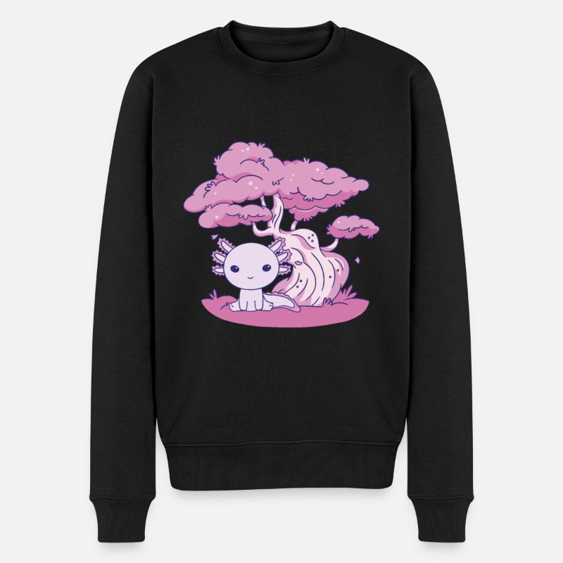 Lustiges Axolotl - Männer Premium Bio Pullover - Schwarz
