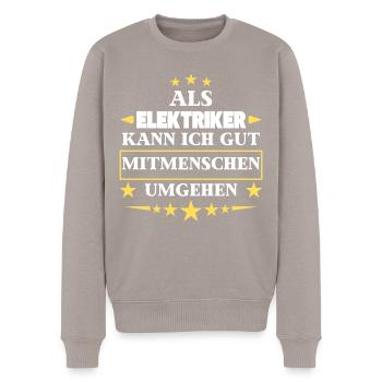 Dealing with other people as an electrician. - Men's Premium Organic Jumper - taupe - Front - Nico (187cm)