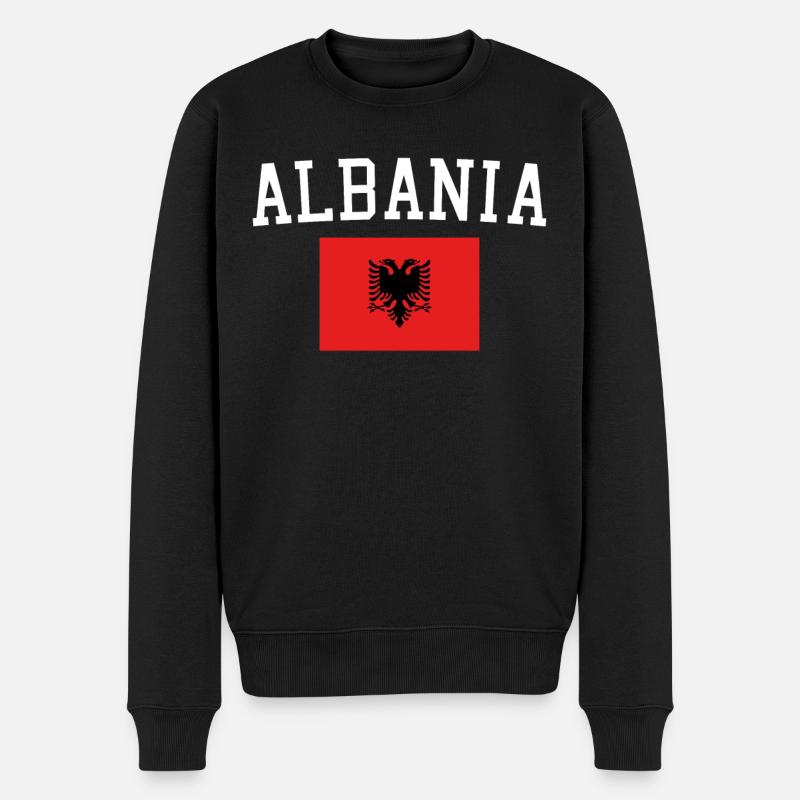 Künstlerisches Ausdrucksstück mit dem albanischen - Männer Premium Bio Pullover - Schwarz