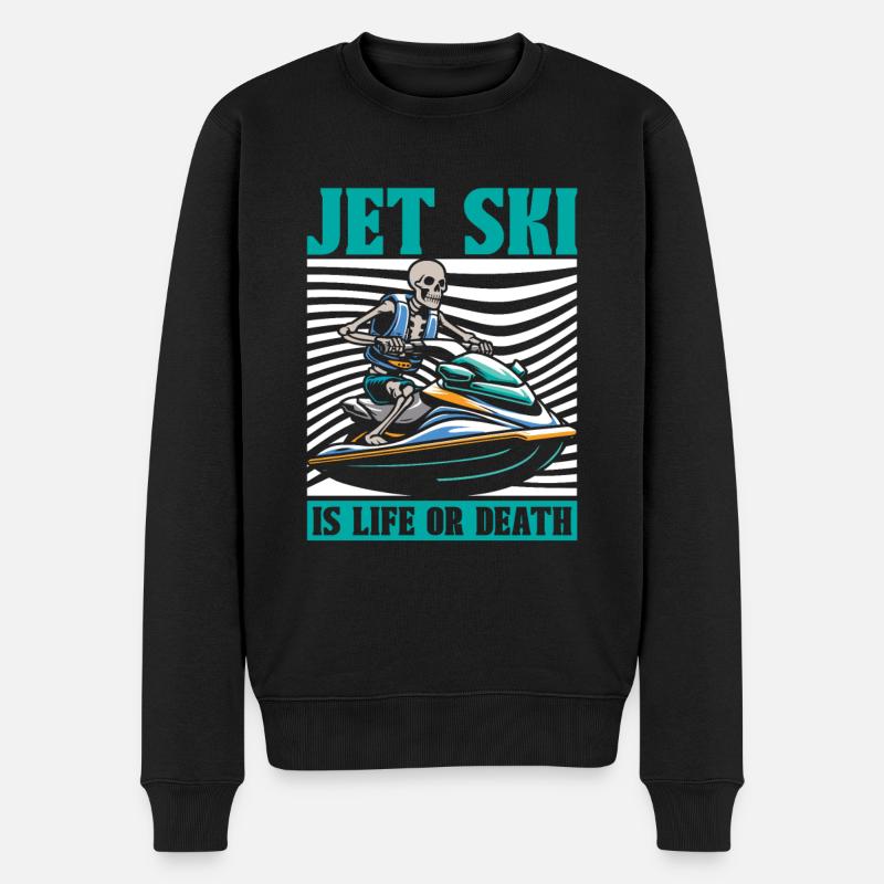Jet Ski Skelett - Männer Premium Bio Pullover - Schwarz