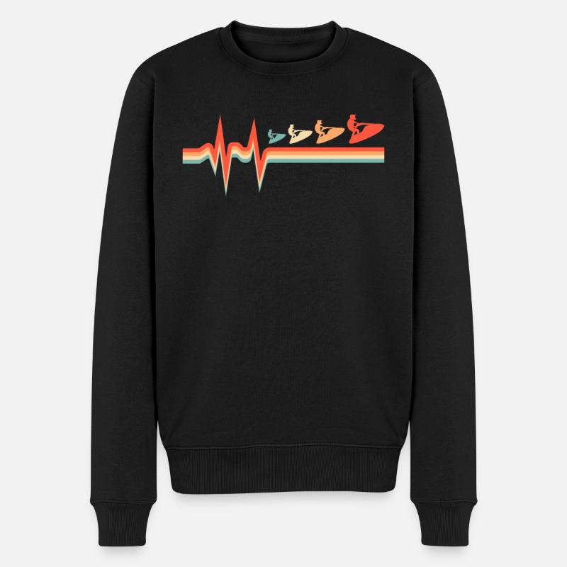 Jet Ski ECG Battement de cœur - Pull Premium bio Homme - noir