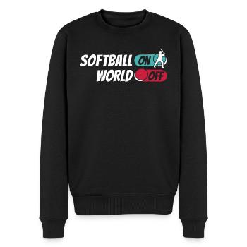 Softball Softball On World Off - Männer Premium Bio Pullover - Schwarz - Vorne - Nico (187cm)