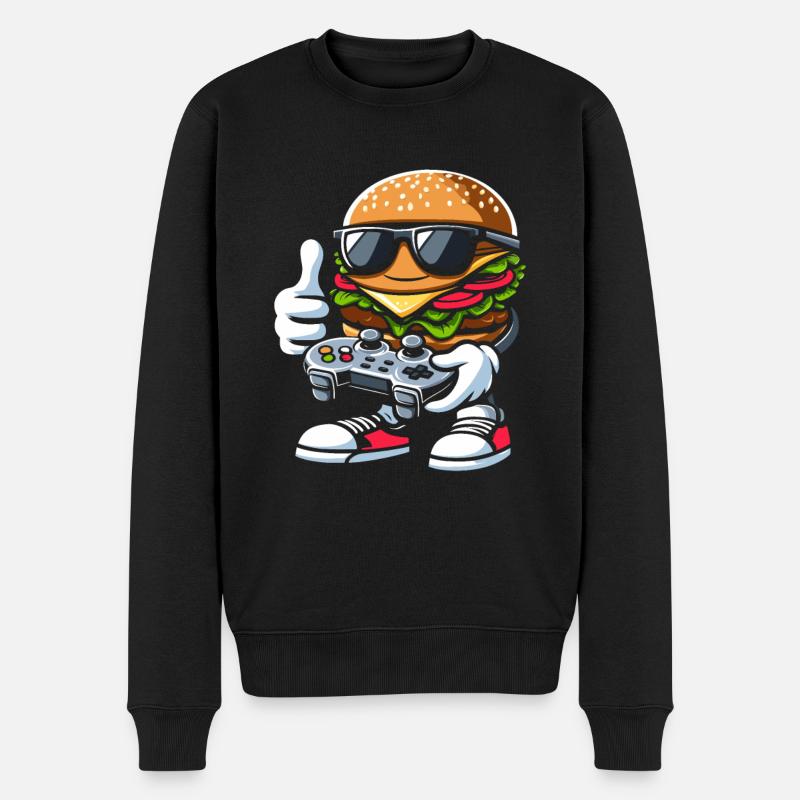 Gamer Gaming Burger Gaming Controller - Männer Premium Bio Pullover - Schwarz