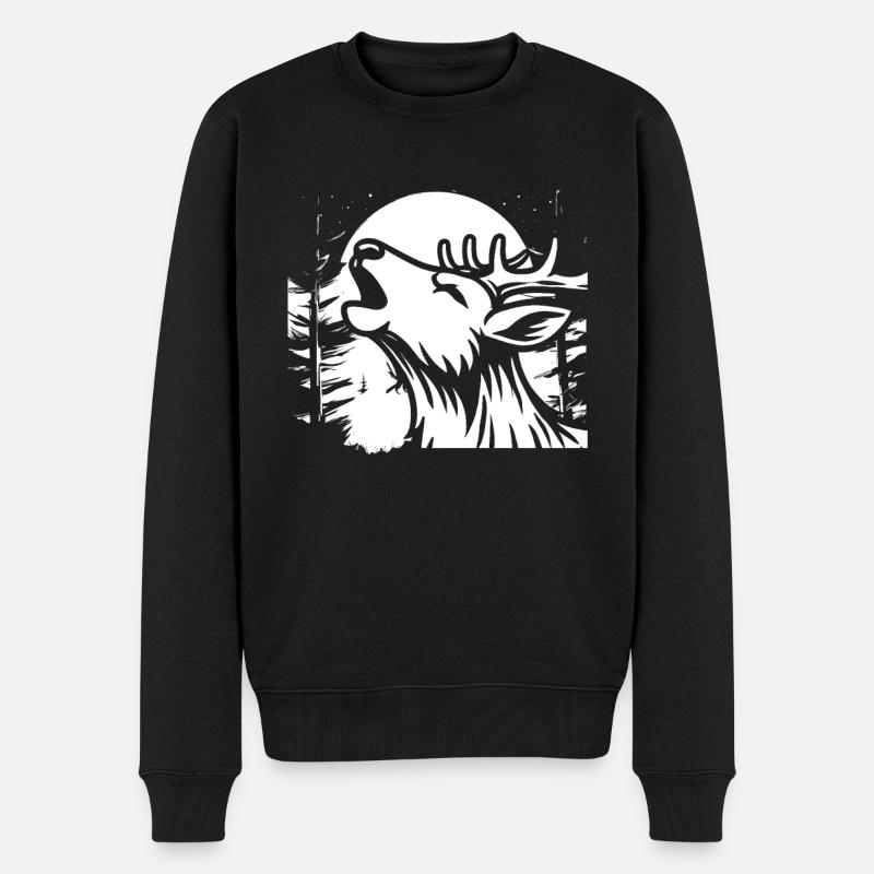 Cerf Lune Hurlement - Pull Premium bio Homme - noir