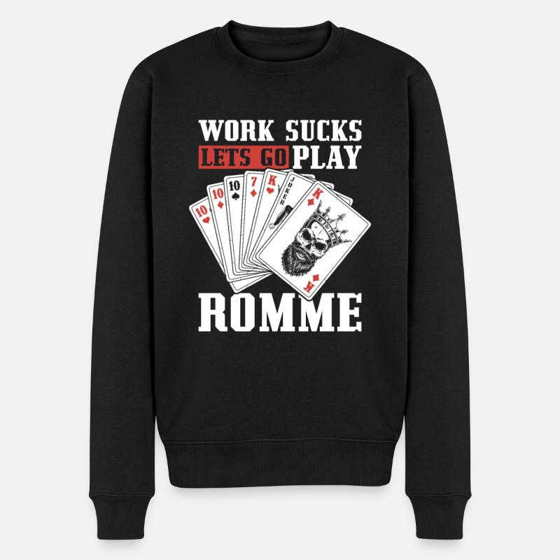 Rommé - Männer Premium Bio Pullover - Schwarz