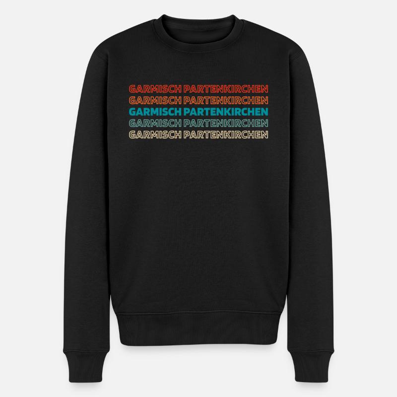 Ville allemande : Garmischpartenkirchen, Bavière - Pull Premium bio Homme - noir