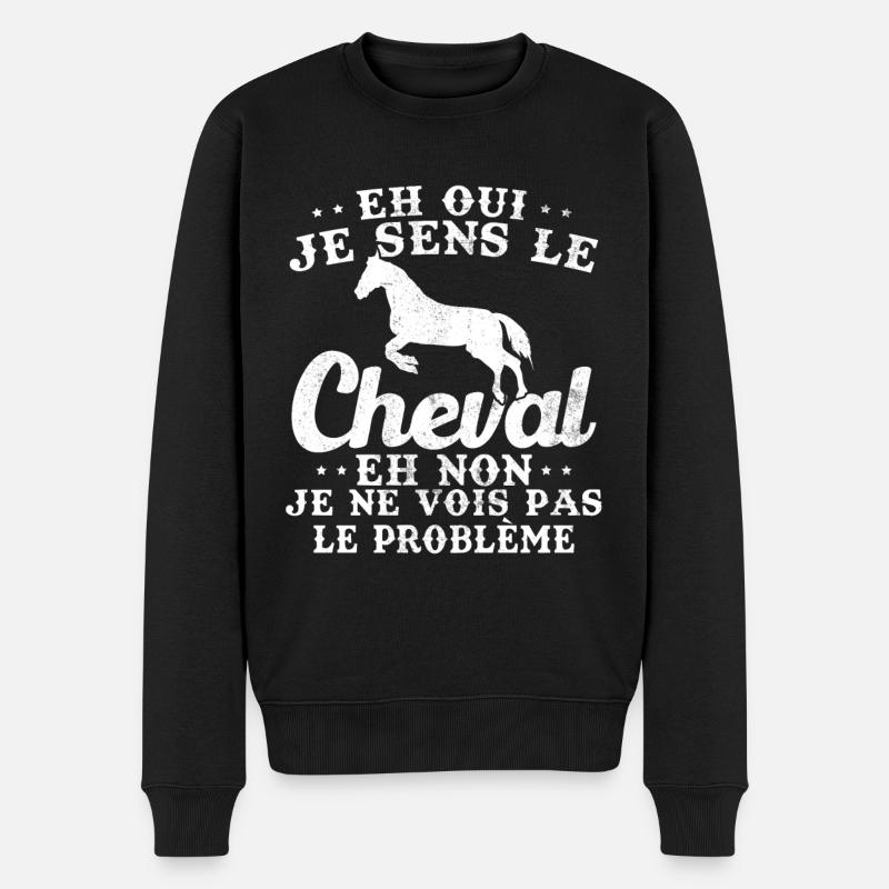 Je sens le cheval et non je ne vois le problème - Pull Premium bio Homme - noir