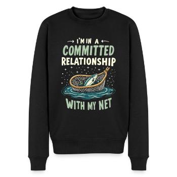 Netzfischen Angeln - Männer Premium Bio Pullover - Schwarz - Vorne - Nico (187cm)