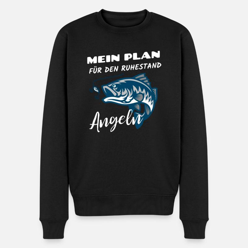 Angeln Rentner Angler Ruhestand Spruch - Männer Premium Bio Pullover - Schwarz