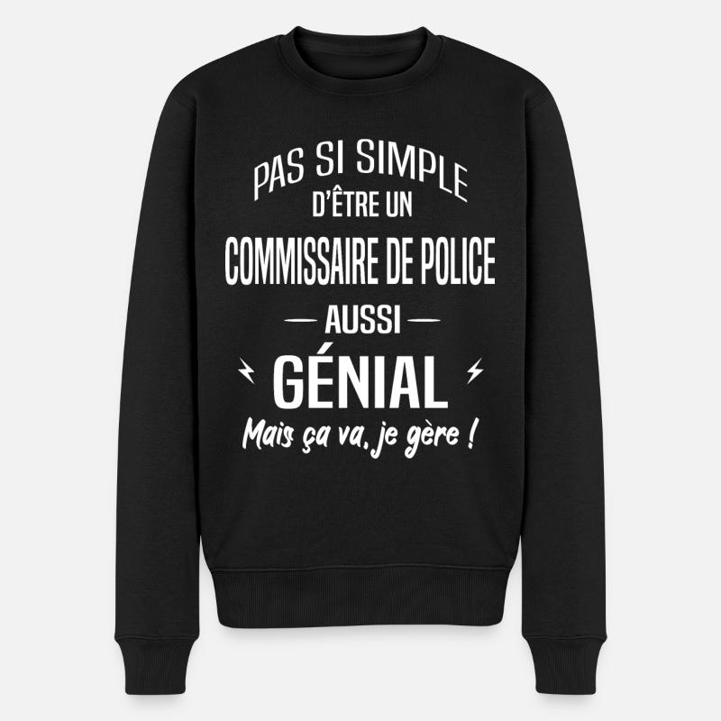 Commissaire de police - Pull Premium bio Homme - noir