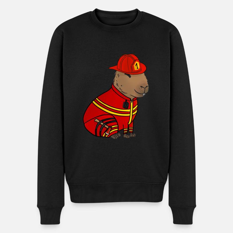 Firefighter Fire Brigade Capybara - Men's Premium Organic Jumper - black