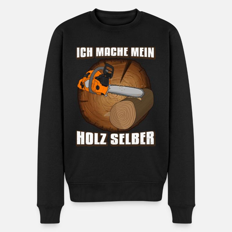 Holzfäller Ich mache mein holz selber - Männer Premium Bio Pullover - Schwarz