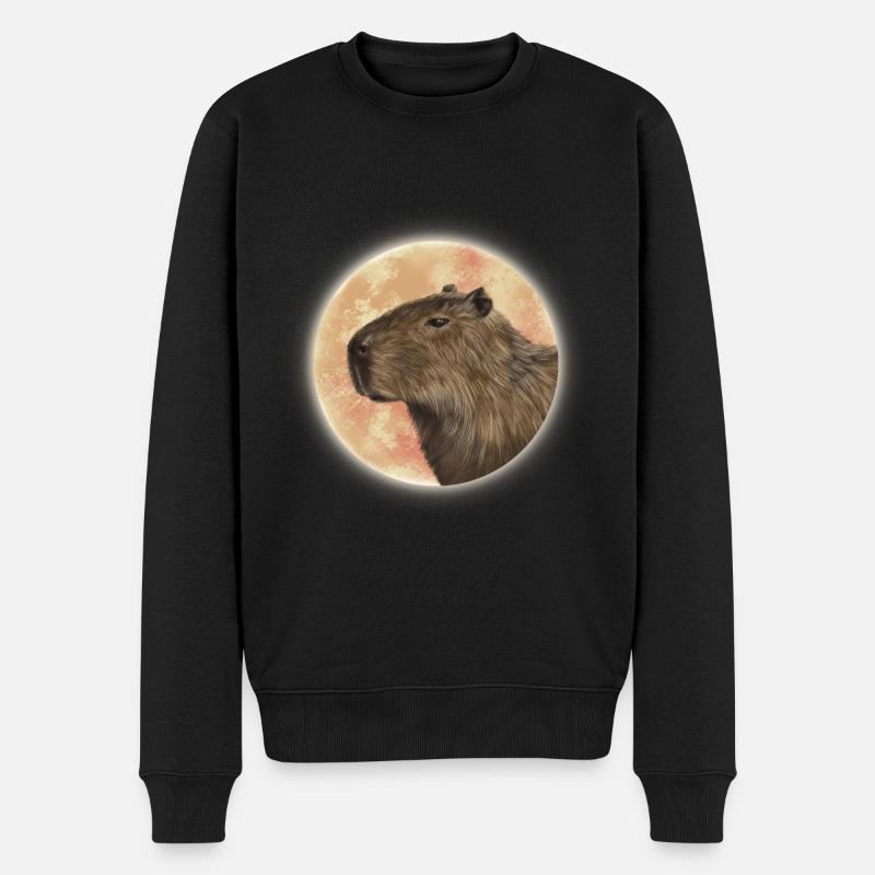 Capybara Mond - Männer Premium Bio Pullover - Schwarz