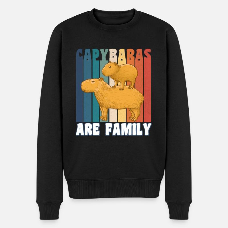 Capybaras are Family retro - Männer Premium Bio Pullover - Schwarz