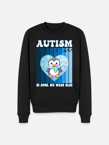 Autism Awareness Penguin - Men's Premium Organic Jumper - black