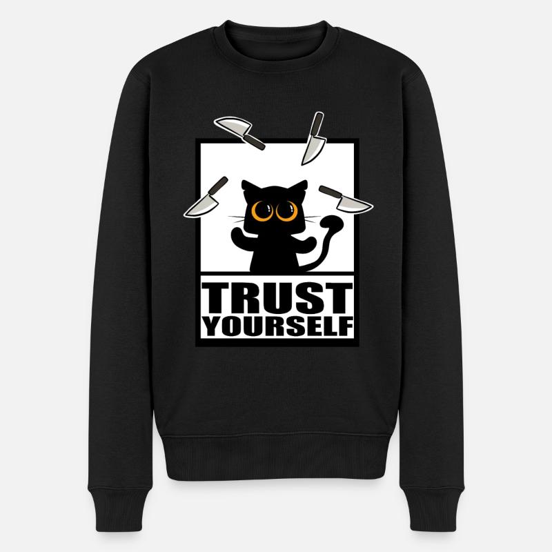 Chat drôle avec des couteaux Shirt Sticker - Pull Premium bio Homme - noir