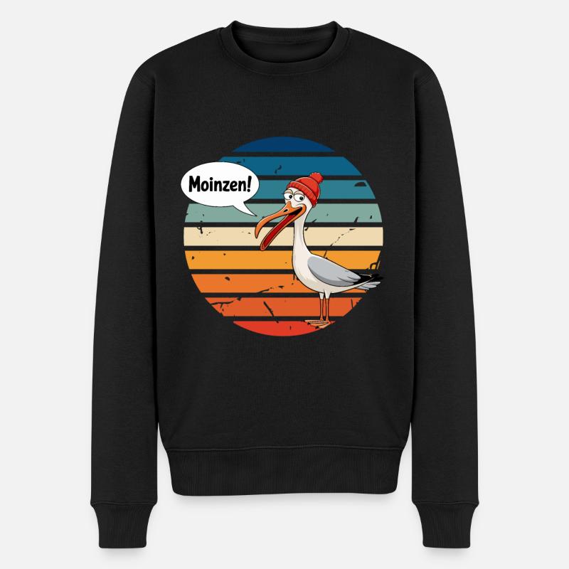 Hamburg Moin Moinzen Möwe Nordsee Küste Urlaub Fun - Männer Premium Bio Pullover - Schwarz