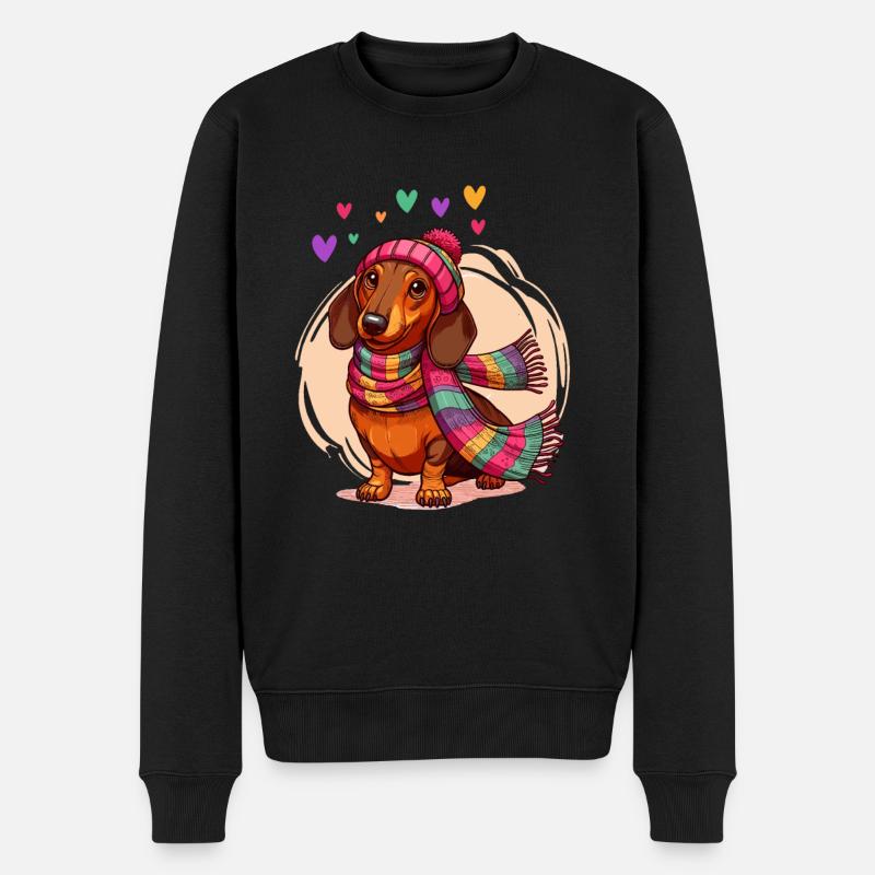 Chien Teckel Coeur Teckel Amour Teckel Propriétaire Drôle - Pull Premium bio Homme - noir