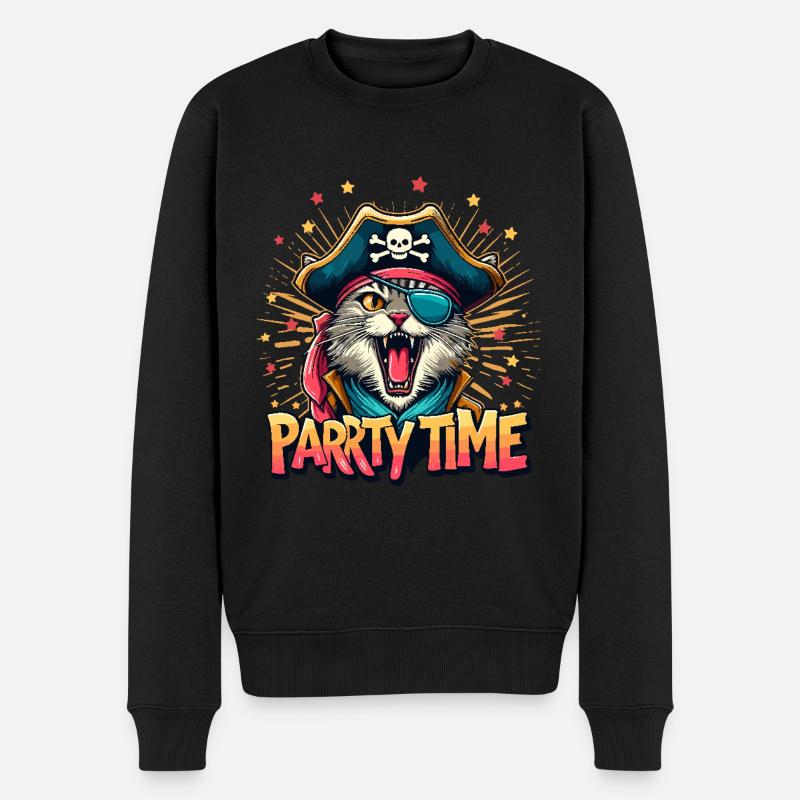 Katze Pirat Karneval Kostüm Köln Alaaf Geburtstag - Männer Premium Bio Pullover - Schwarz