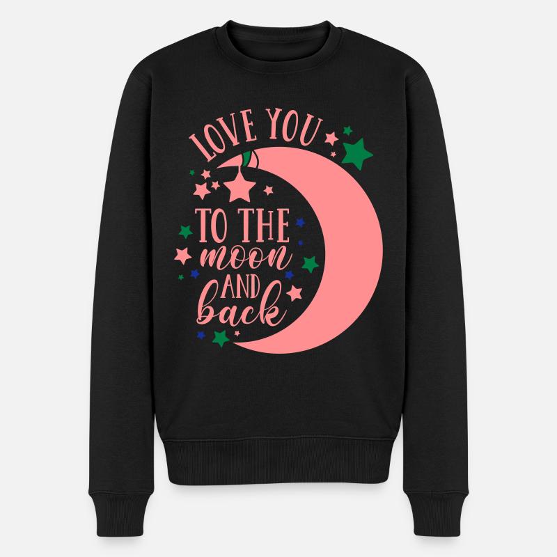 Love you to the moon and back - Männer Premium Bio Pullover - Schwarz