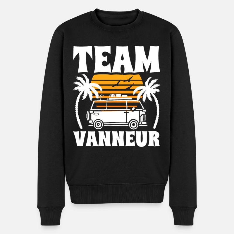 Team Vanneur Humour Camping Blagueur - Pull Premium bio Homme - noir